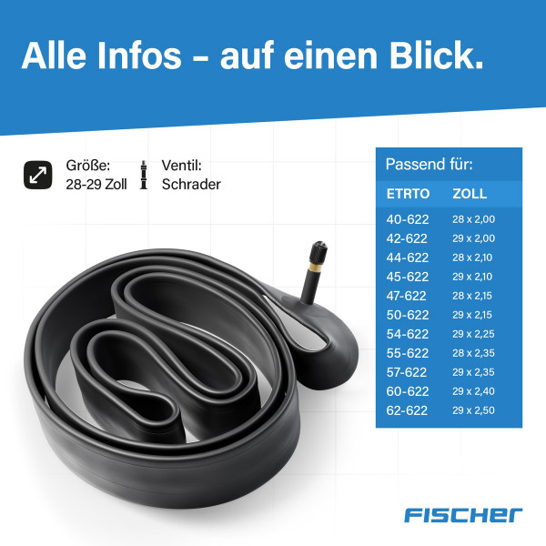 FISCHER Fahrradschlauch 28/29 breit AV