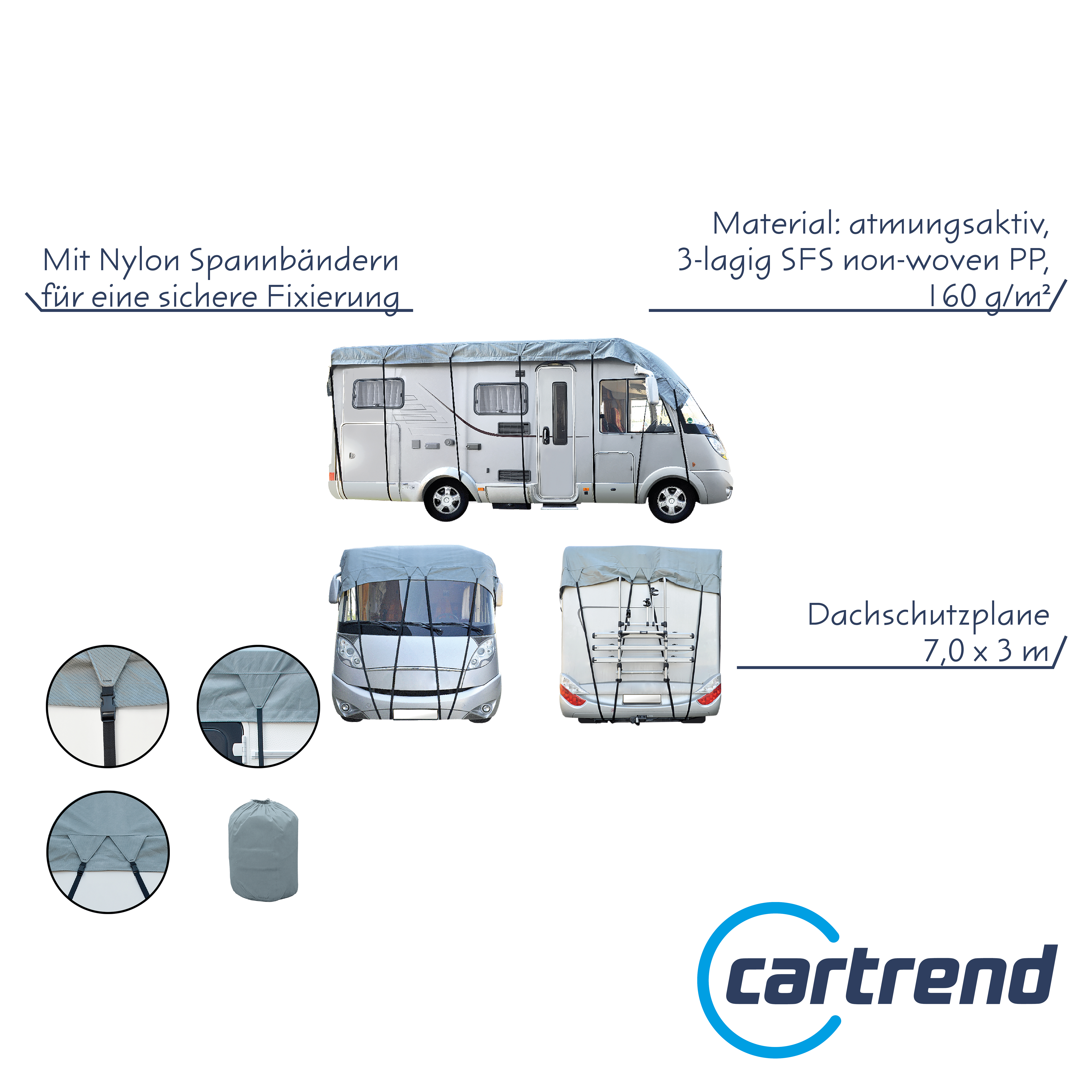 cartrend Wohnwagen-Dachschutzplane (L x B) 7 m x 3 m Passend für  (Auto-Marke): Universal versandkostenfrei