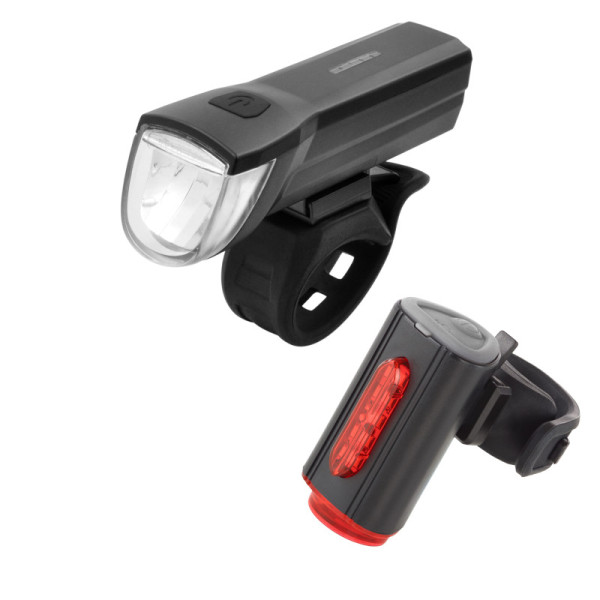 FISCHER TWIN Akku LED USB Beleuchtungs-Set 30 Lux mit 360 Grad Rückleuchte