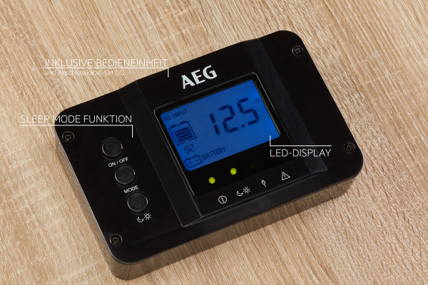 AEG Spannungswandler SW2000 LCD-Display und Anschlusskabel-Set, DC Sleep Mode