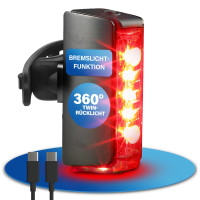 FISCHER LED-Akku Rücklicht TWIN STOP - mit Bodenbeleuchtung und Bremslichtfunktion