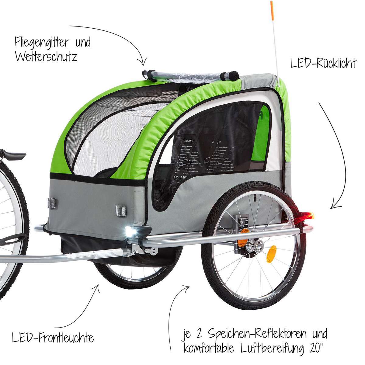 FISCHER Kinder-Fahrradanhnger - Federung, LED-Beleuchtung,  5-Punkt-Sicherheitsgurte | FISCHER Fahrradshop Deutschland EN