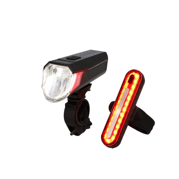FISCHER Akku-USB-LED Beleuchtungsset - 80 Lux inkl. Bremslicht Stableuchte