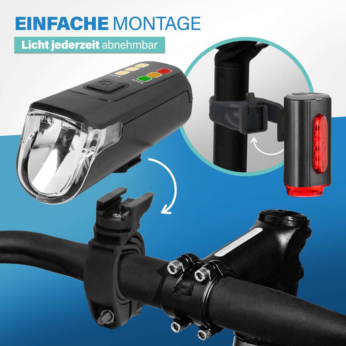 FISCHER Twin Akku LED USB Beleuchtungs-Set  60 Lux Frontlicht & 360  Rckleuchte | FISCHER-BIKE.COM