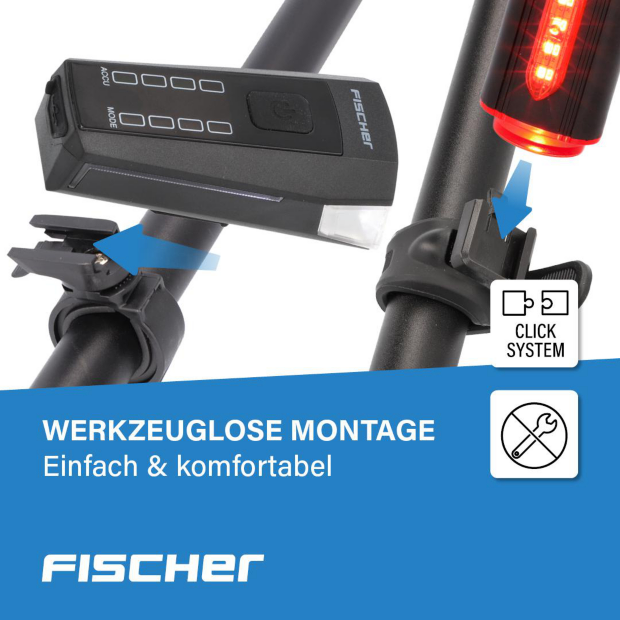 FISCHER 80 Lux Akku-USB-LED Fahrradbeleuchtungsset mit Twin ...