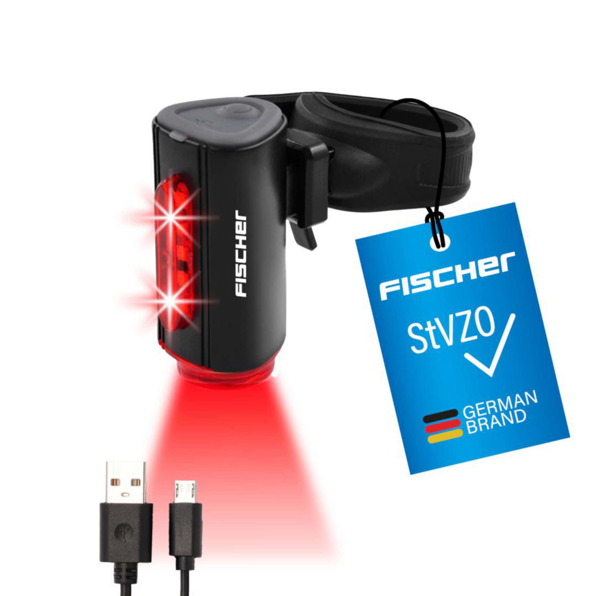 Fischer Akku-Rücklicht Twin mit 360° Bodenbeleuchtung – Maximale ...