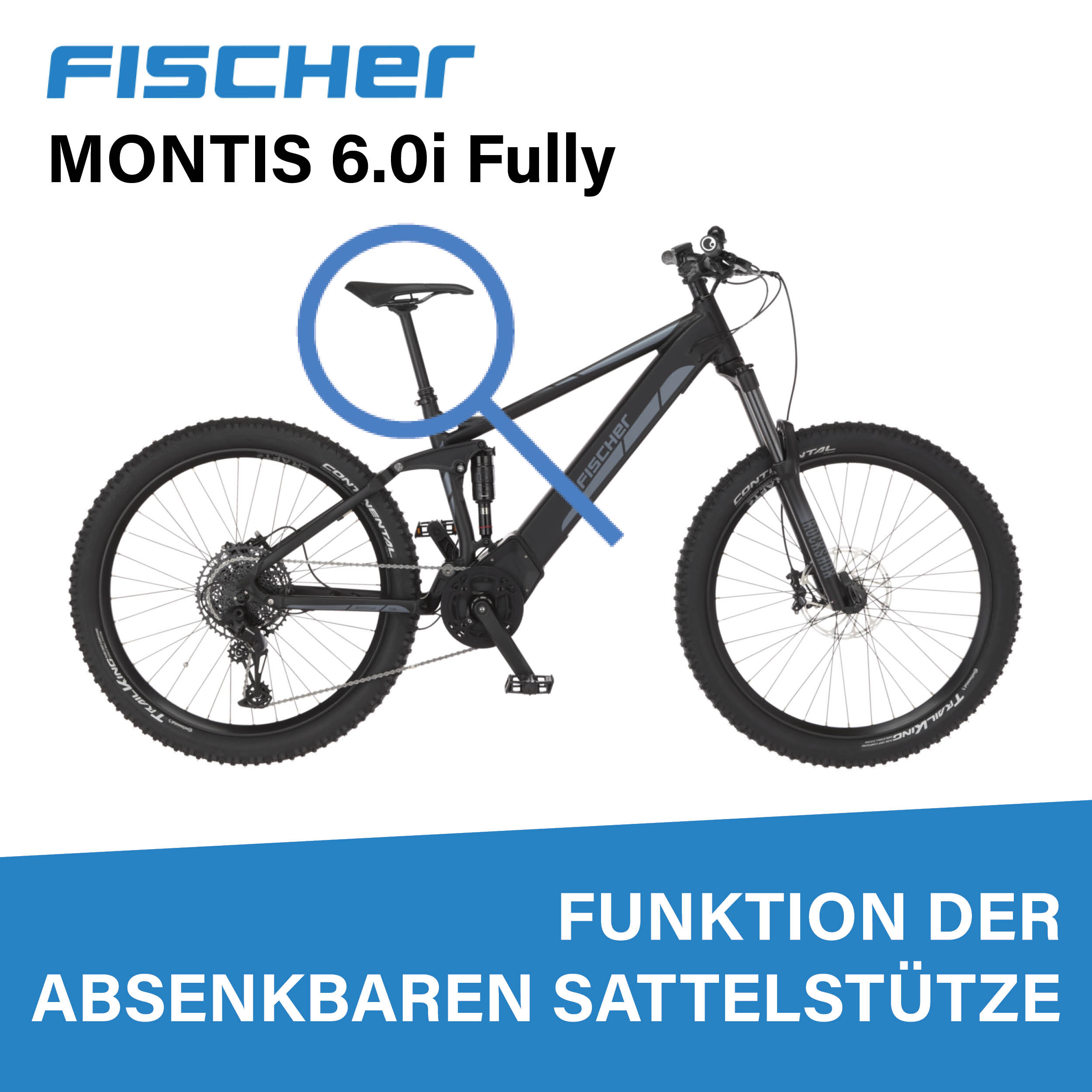 FISCHER E-Mountainbike MONTIS 6.0i Fully, E-Bike MTB - schwarz matt, 27,5 Zoll, RH 44 cm, 504 Wh