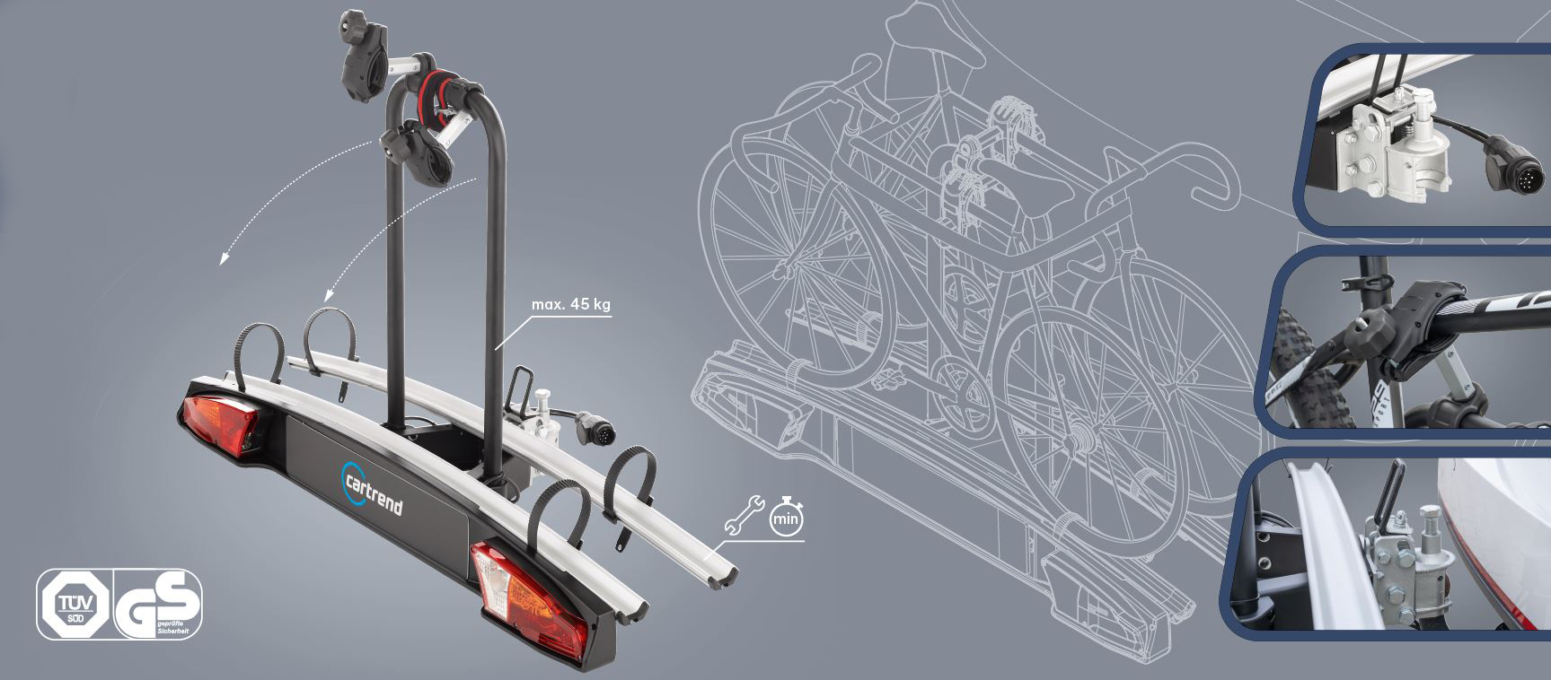 cartrend Kupplungsträger Alu Atlas Evolution für 2 Räder, Sonstige  Heckträger, Heckträger, Aufbewahrung & Transport, Fahrradzubehör