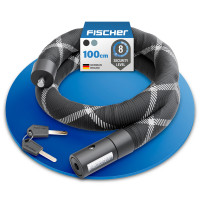 FISCHER Kettenschloss PROTEC SILENCE - 100 cm, Sicherheitslevel 8 - Spezialstahl mit Reflexstreifen