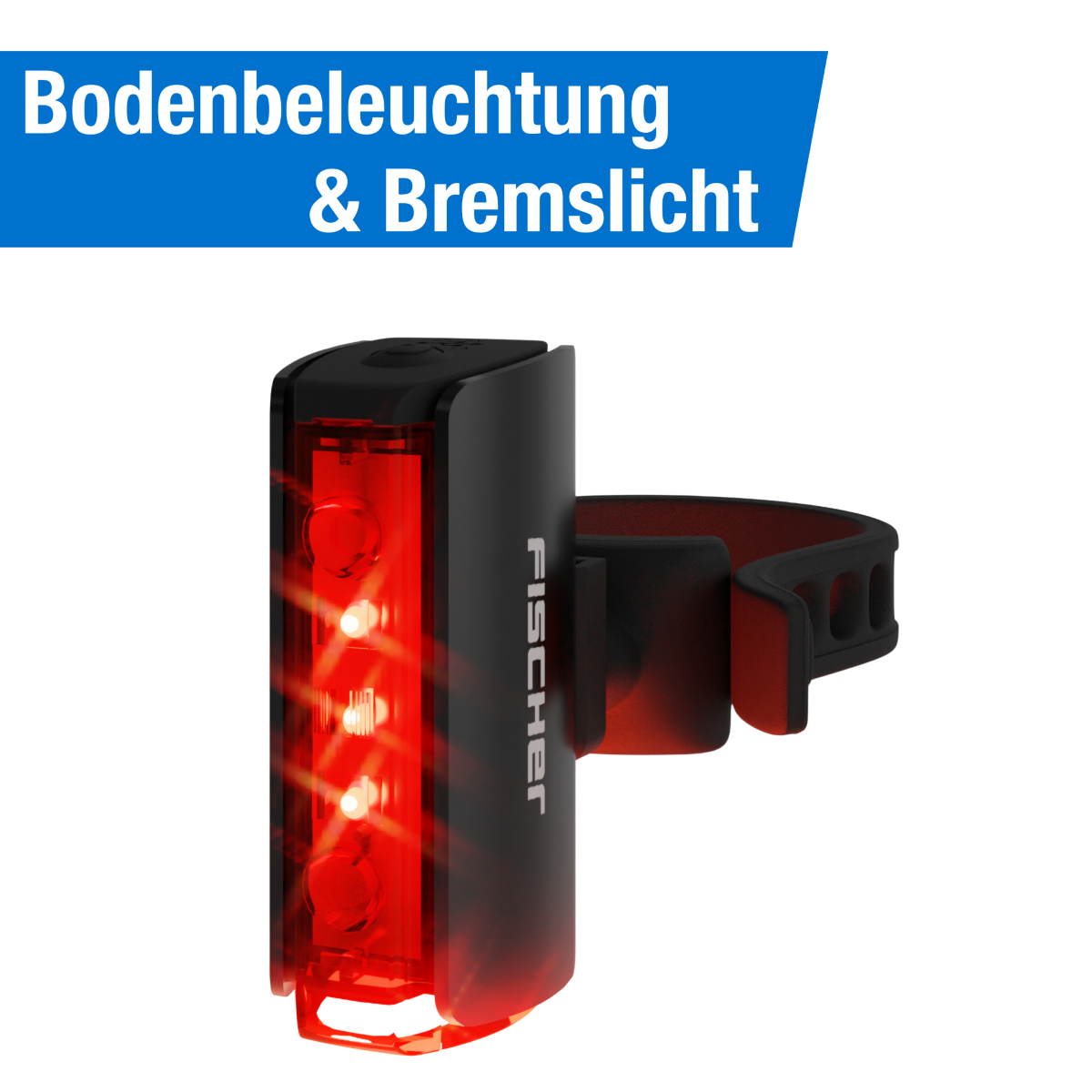 FISCHER LED-Akku Rücklicht - Bremslichtfunktion | Beleuchtung Fahrradzubehör Rücklicht | (Akku und Batterie) STOP | Beleuchtung Bodenbeleuchtung mit TWIN & 