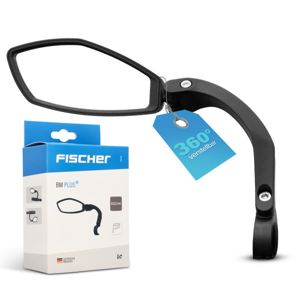 FISCHER Fahrrad-Spiegel PLUS für mehr Sicherheit im Verkehr: Echtglas mit konvexem Weitwinkel für gr