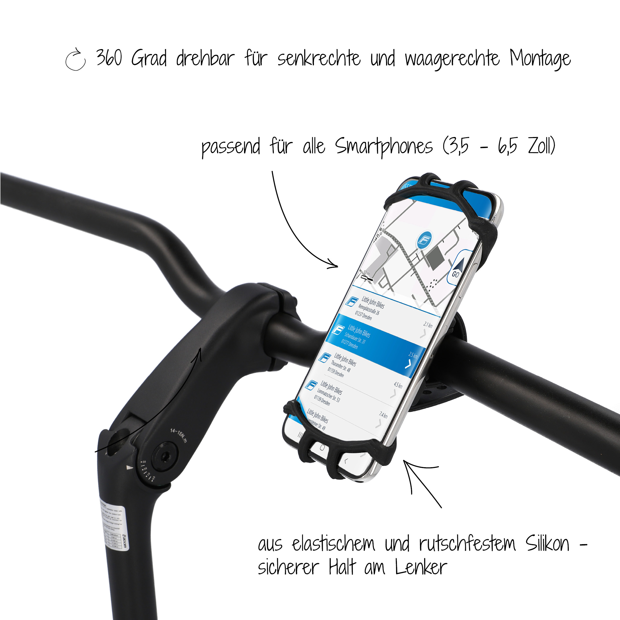 FISCHER Smartphonehalter 360°, Taschen & Rucksäcke &  Smartphone-Halterungen, Aufbewahrung & Transport, Fahrradzubehör