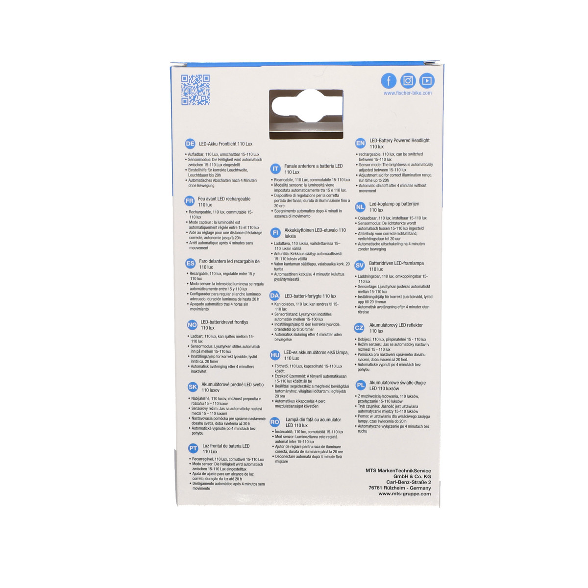 FISCHER LED-Akku Frontlicht 110 Lux