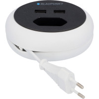 BLAUPUNKT Mini-Tischsteckdose, 1-fach, 2xUSB A, 1,2 Meter, schwarz/weiß