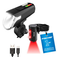 FISCHER TWIN Akku LED USB Beleuchtungs-Set 60 Lux mit 360 Grad Rückleuchte