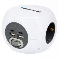 BLAUPUNKT Steckdosenwürfel, 3-fach, 2xUSB A, 2xUSB C, 1,4 Meter, weiß
