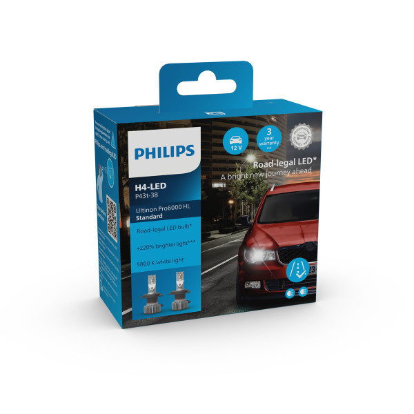 PHILIPS H4 LED Ultinon Pro6000 Standard 2x